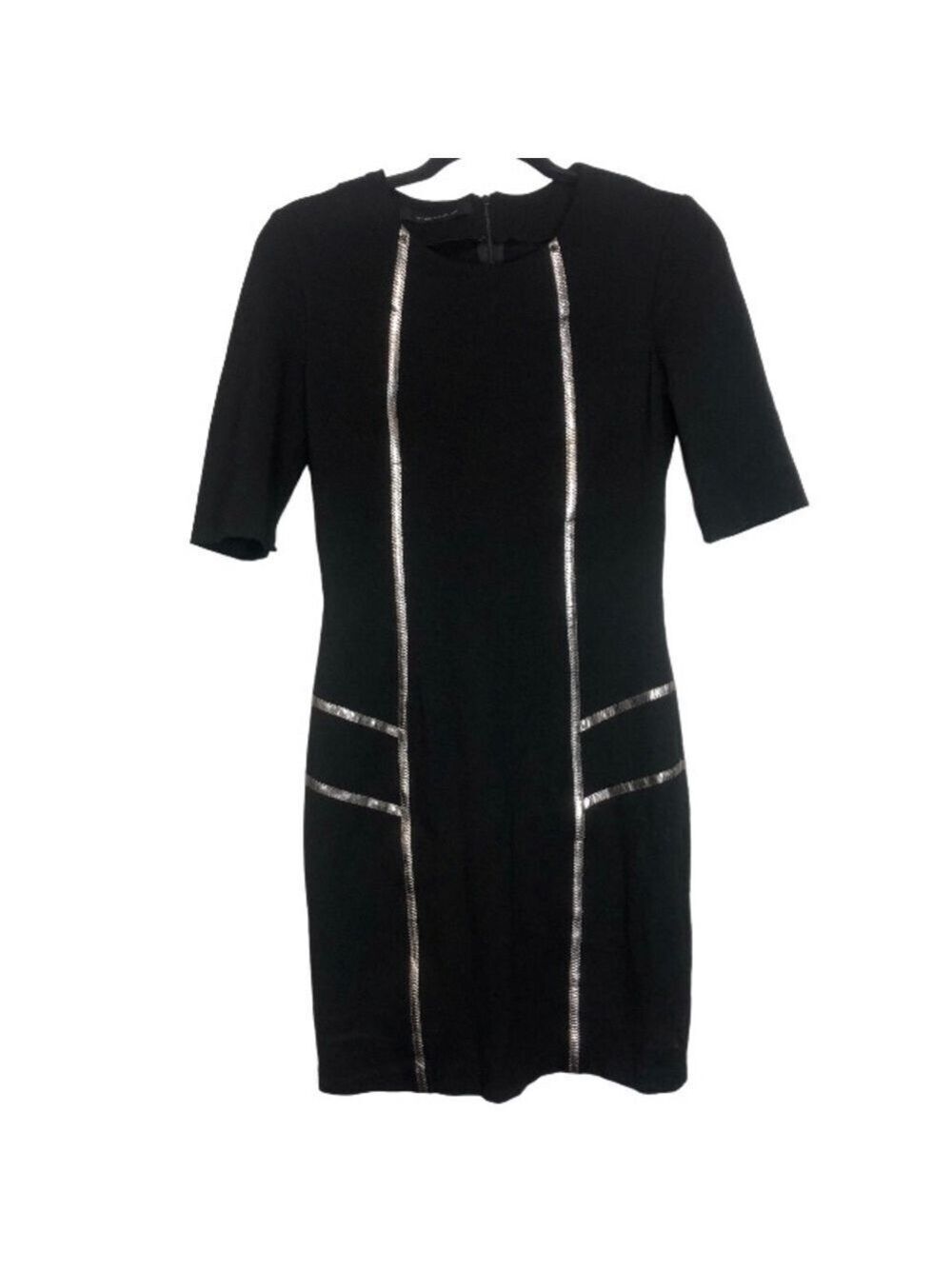 Tenax Italian Made Sheath Dress with Leather Trim, size 6